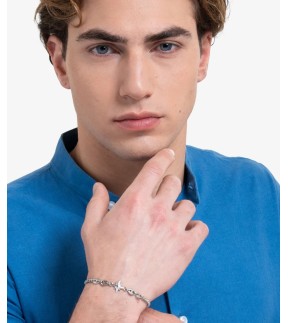 LUCA BARRA Silver Stainless Steel Bracelet BA1872