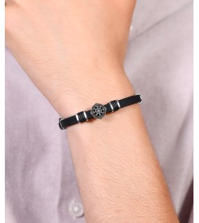 LUCA BARRA Black Silicone Bracelet BA1772