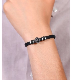 LUCA BARRA Black Silicone Bracelet BA1771