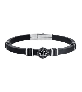 LUCA BARRA Black Silicone Bracelet BA1770