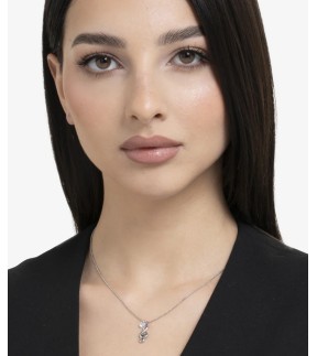LUCA BARRA Silver Stainless Steel Necklace With Stones CK2172
