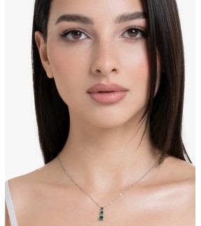 LUCA BARRA Silver Stainless Steel Necklace With Stones CK2164