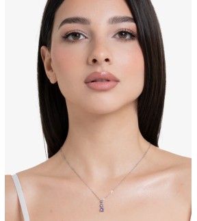 LUCA BARRA Silver Stainless Steel Necklace With Stones CK2163