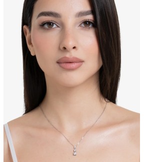 LUCA BARRA Silver Stainless Steel Necklace With Stones CK2161