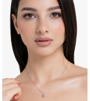 LUCA BARRA Silver Stainless Steel Necklace With Stones CK2157