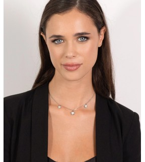 LUCA BARRA Silver Stainless Steel Necklace With Stones CK1965