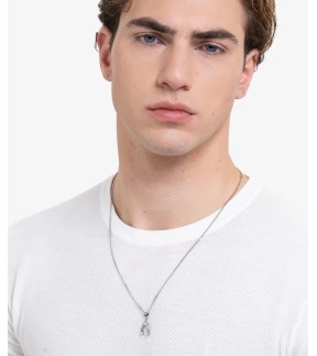 LUCA BARRA Silver Stainless Steel Necklace CA537