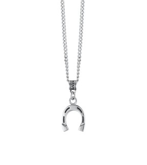LUCA BARRA Silver Stainless Steel Necklace CA537