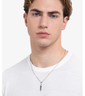 LUCA BARRA Silver Stainless Steel Necklace CA535