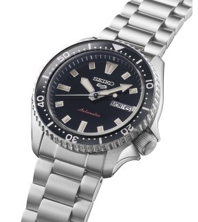 SEIKO 5 Sports SKX Redux in Kuro Black Automatic Silver Stainless Steel Bracelet SRPL85K1