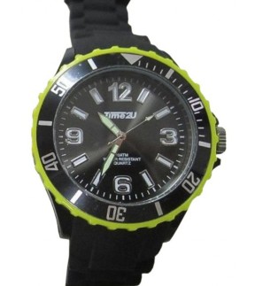 TIME2U Black Rubber Strap TU-004