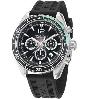 Ρολόι NAUTICA Key Biscane Με Χρονογράφο Και Μαύρο Λουράκι Σιλικόνης NAPKBF305