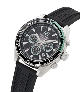 Ρολόι NAUTICA Key Biscane Με Χρονογράφο Και Μαύρο Λουράκι Σιλικόνης NAPKBF305