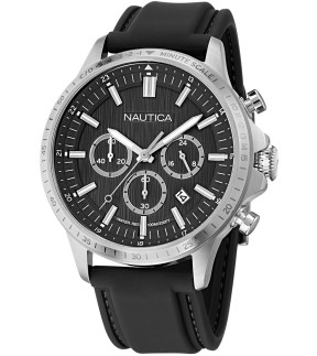 Ρολόι NAUTICA NCT Blue Ocean Με Χρονογράφο Και Μαύρο Λουράκι Σιλικόνης NAPBOS502