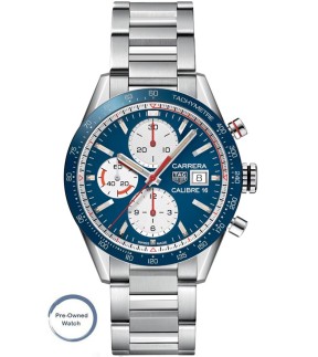 Προϊδιόκτητο Ρολόι TAG HEUER Carrera Με Χρονογράφο Και Ασημί Ατσάλινο Μπρασελέ CV201AR.BA0715