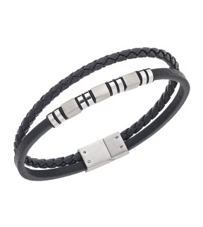 SENZA Leather And Steel Bracelet SSD5762SR