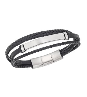 SENZA Leather And Steel Bracelet SSD5775SBK
