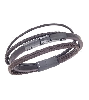 SENZA Leather And Steel Bracelet SSD5792BBN