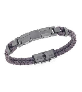 SENZA Leather And Steel Bracelet SSD5793BNBK