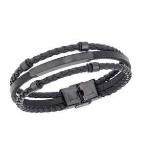 SENZA Leather And Steel Bracelet SSD5795BBK