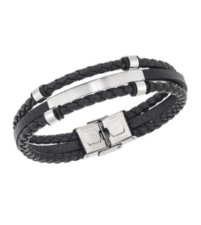 SENZA Leather And Steel Bracelet SSD5795SBK