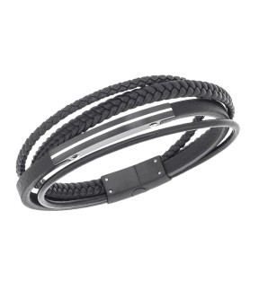 SENZA Leather And Steel Bracelet SSD5801SBK