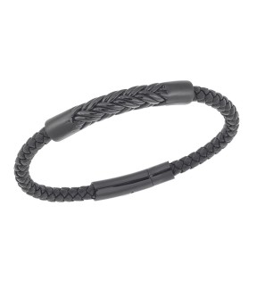 SENZA Leather And Steel Bracelet SSD5806BK