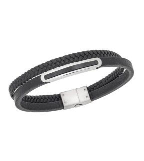 SENZA Leather And Steel Bracelet SSD5815SBK