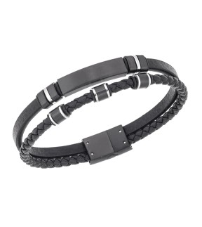 SENZA Leather And Steel Bracelet SSD5818BBK