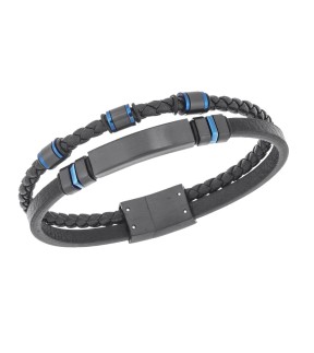 SENZA Leather And Steel Bracelet SSD5818BBL