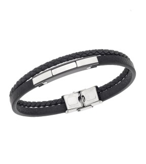 SENZA Leather And Steel Bracelet SSD5821SBK