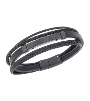 SENZA Leather And Steel Bracelet SSD5828BK