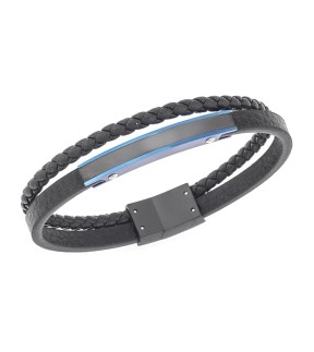 SENZA Leather And Steel Bracelet SSD5829BBL