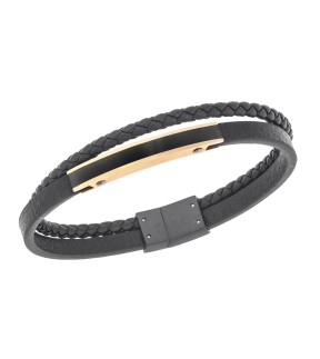 SENZA Leather And Steel Bracelet SSD5829BGD