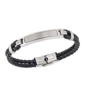 SENZA Leather And Steel Bracelet SSD5831SR