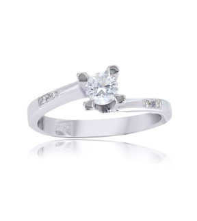 Engagement Ring White Gold 14Ct With Zircon Stones
