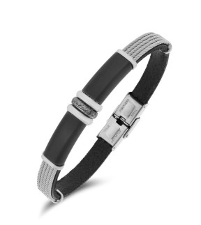 JOOLS Leather And Steel Bracelet BA15741
