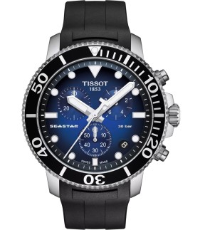 Ρολόι TISSOT Seastar 1000 Με Χρονογράφο Και Μαύρο Καουτσούκ Λουράκι T1204171704100