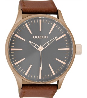 Ρολόι OOZOO Timepieces XXL Με Καφέ Δερμάτινο Λουράκι C8769