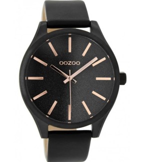 Ρολόι OOZOO Special Summer Collection Με Μαύρο Δερμάτινο Λουράκι C8909