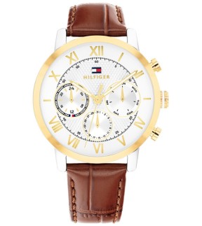 TOMMY HILFIGER Oxford Multifunction Brown Leather Strap 1710726
