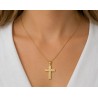 TRIANTOS Woman Cross Yellow Gold 14Ct With White Zircon Stones