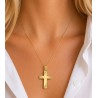 TRIANTOS Woman Cross Yellow Gold 14Ct With White Zircon Stones