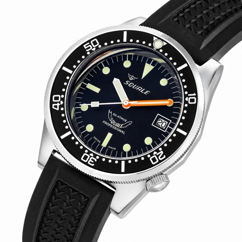 Ρολόι SQUALE 1521 Classic Με Αυτόματο Μηχανισμό Και Μαύρο Καουτσούκ Λουράκι 1521CL.VO