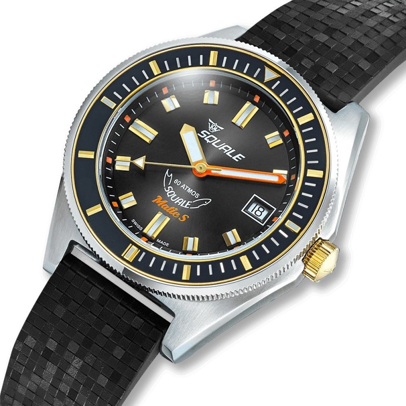 Ρολόι SQUALE Matic S Με Αυτόματο Μηχανισμό Και Μαύρο Καουτσούκ Λουράκι MATICGBKBK.MRBK