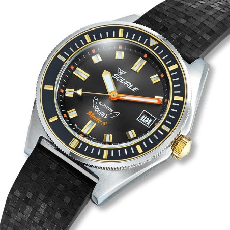 Ρολόι SQUALE Matic S Με Αυτόματο Μηχανισμό Και Μαύρο Καουτσούκ Λουράκι MATICGBKBK.MRBK