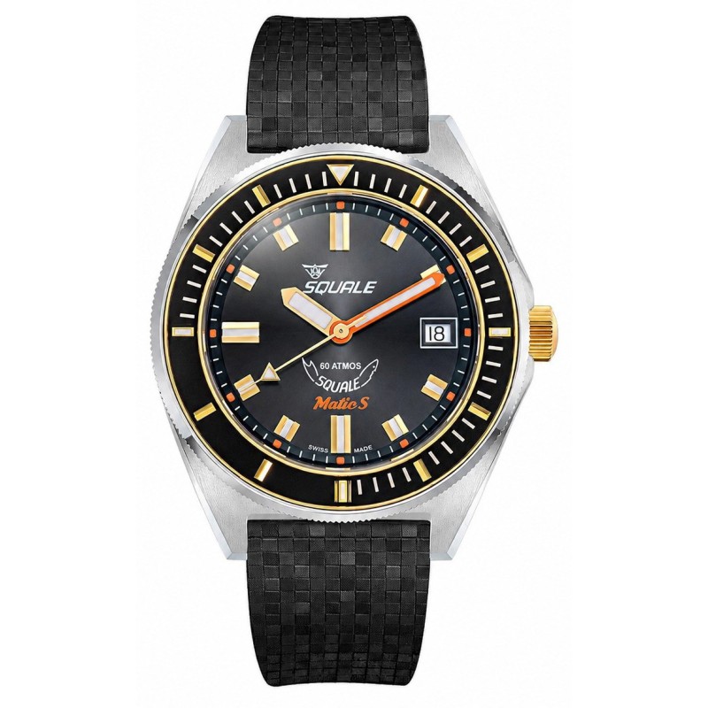 Ρολόι SQUALE Matic S Με Αυτόματο Μηχανισμό Και Μαύρο Καουτσούκ Λουράκι MATICGBKBK.MRBK