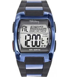 TEKDAY Chronograph Black Combined Materials Strap 656239