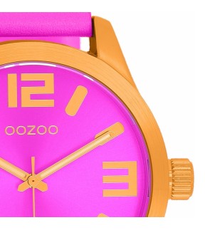 Ρολόι OOZOO Timepieces Με Φωσφοριζέ Ροζ Δερμάτινο Λουράκι C11650