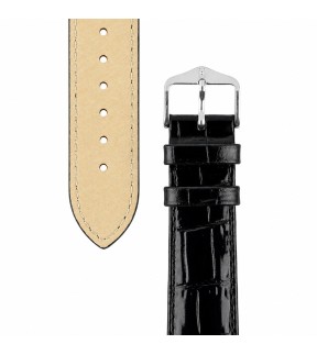Λουράκι HIRSCH Louisianalook Μαύρο Δερμάτινο 18mm 03427050-18